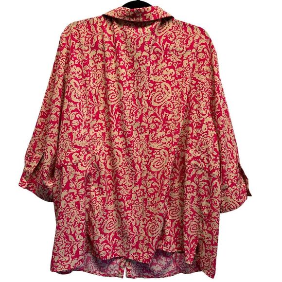 Maggie Barnes for Catherines 3/4 Sleeve Blouse Button Front Pink Tan 3X - Picture 7 of 8